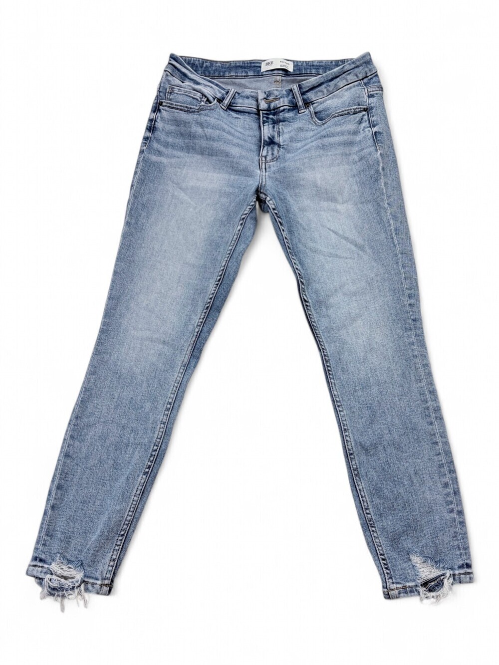 BKE Men's Straight Jeans Light Wash Distressed Hem 29x27